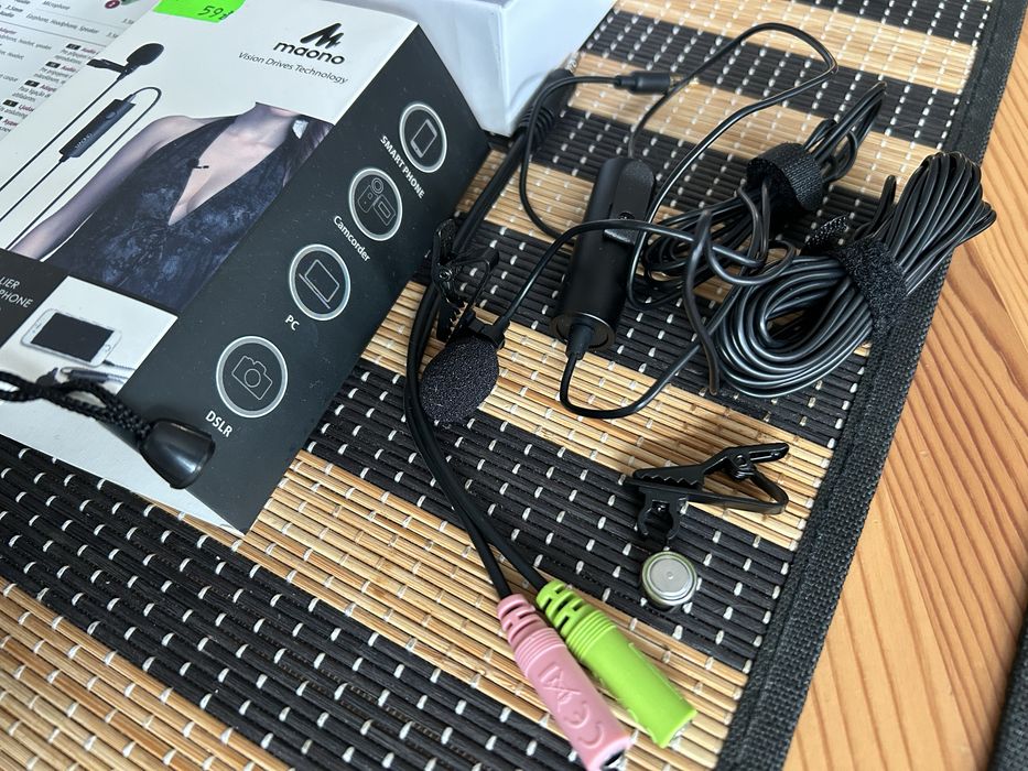 Zestaw - Profesjonalny mikrofon krawatowy MAONO AU-100 + audio adapter