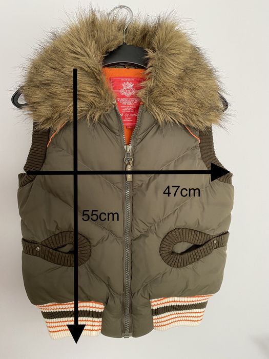 Kamizelka puchowa z futerkiem khaki, S