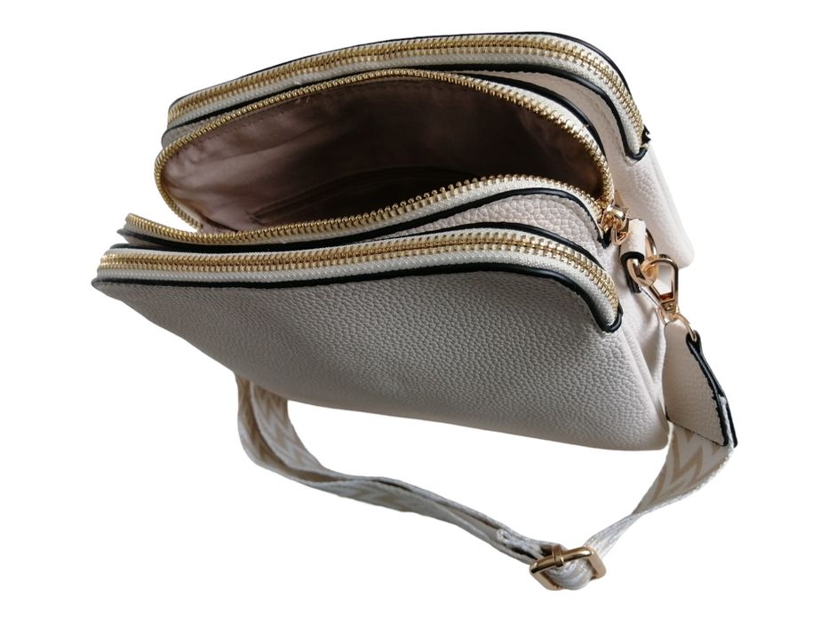 Klasyczna Torebka Damska Listonoszka Na Ramię - Beżowa