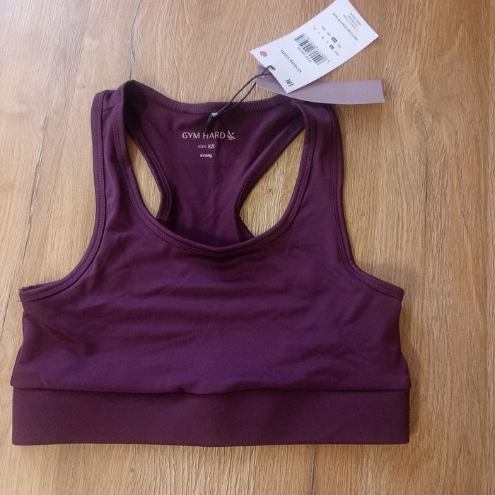 Bordowy stanik biustonosz top sportowy Gym Hard sinsay