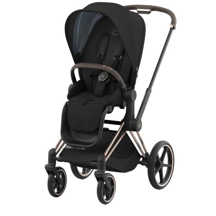 Carrinho De Bebê Cybex Priam 4 Rose Gold Deep Black completo(carrinho/ovo/cadeira/tira colo jeremy scottwings/cama scott wings)
