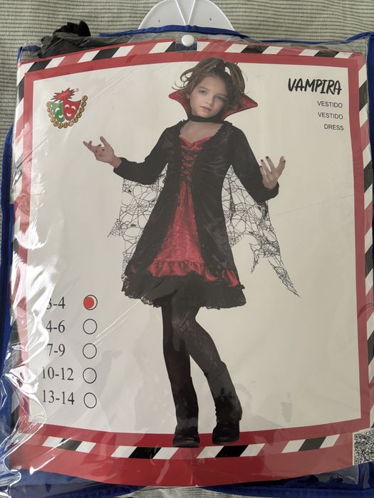 Fato de Carnaval Vampira 3-4 anos