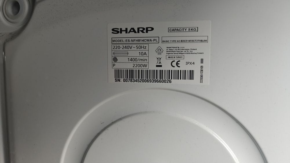 Pralka Sharp ES-NFH814CWA