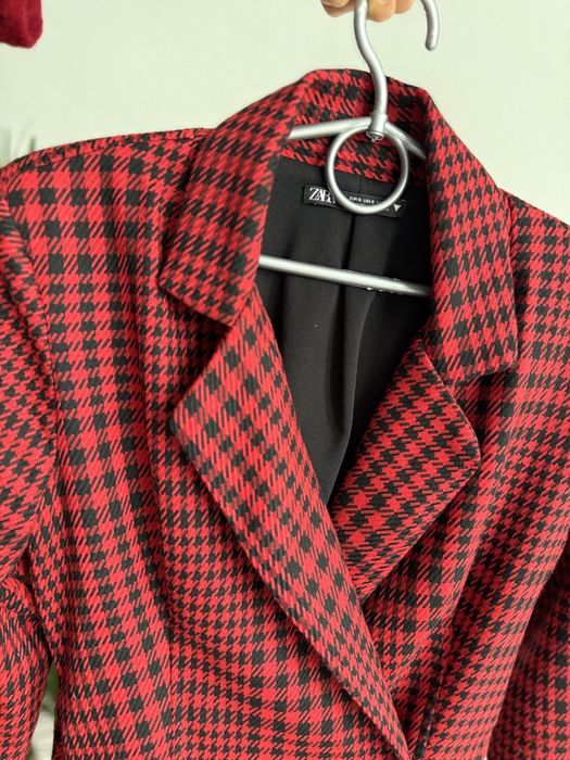 Kombinezon w pepitkę czarny czerwony elegancki Zara S jak nowy