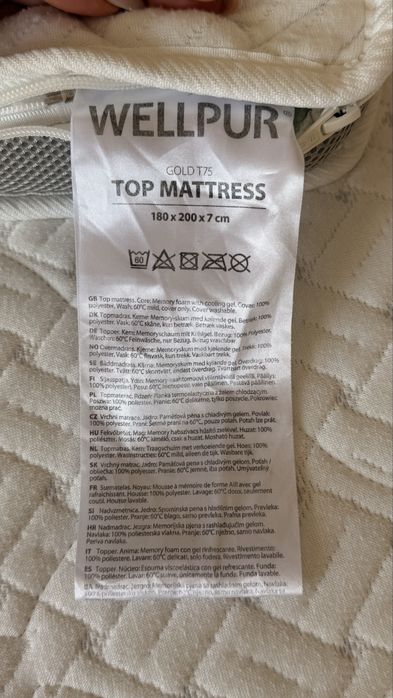 Topper WELLPUR GOLD T75 180x200 cm – Memory Foam