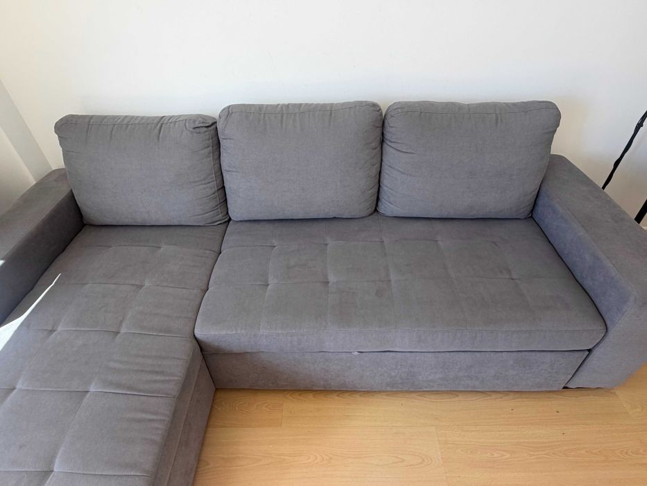 Sofá-cama 3 lugares com chaise longue