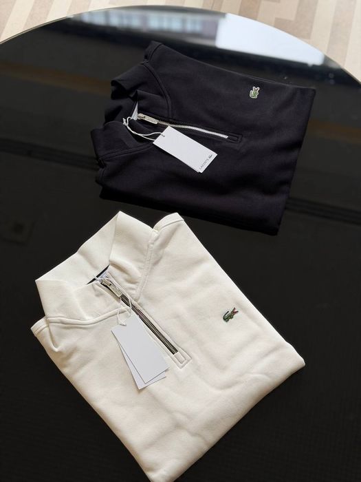 Кофта  світшот Полузамок Lacoste 1/3 полу зип поло кофта лакоста Black