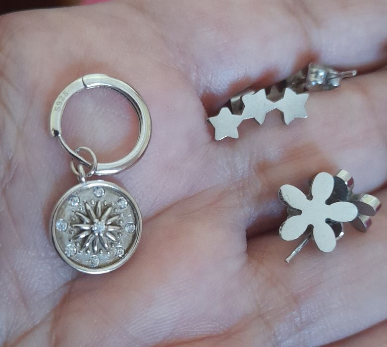 Brincos e anel em aço, marca Stone