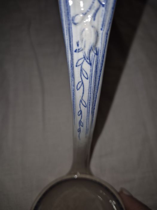 Concha de Sopa Vintage em Faiança   Cerâmica , Azul e Branco Estilo Antigo