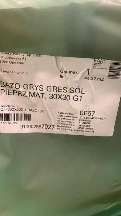Płytki baso grys gres sól-pieprz mat. 30x30 G1