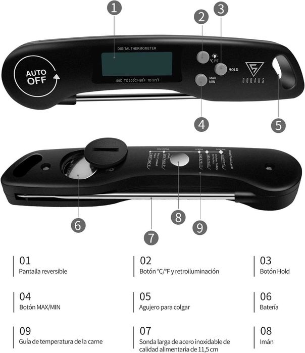 Termómetro de cozinha de leitura instantânea em 3s