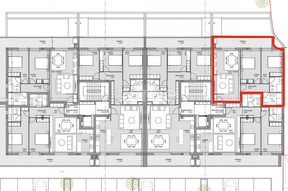 Apartamento T2 com garagem e varanda em S. Vicente