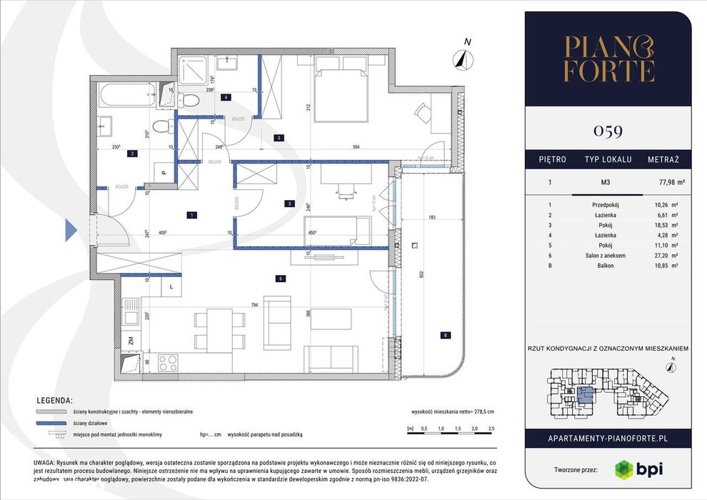 3-pokojowe mieszkanie 77 m² + balkon - Widok 2