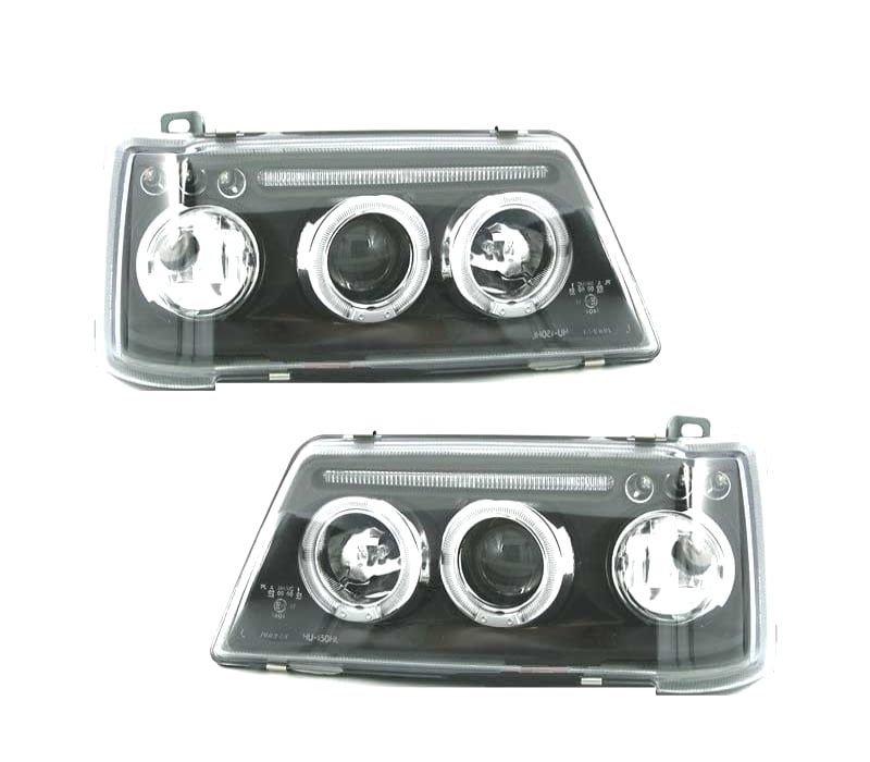 FARÓIS FRONTAIS ANGEL EYES PEUGEOT 205 90-96 FUNDO PRETO