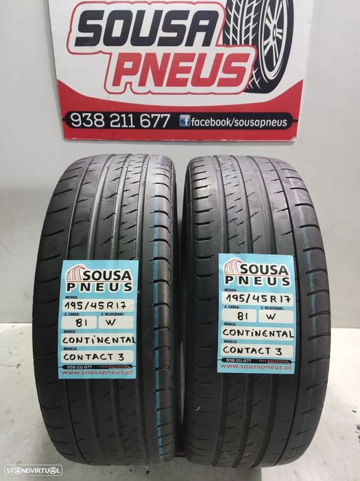 2 pneus semi novos 195-45r17 continental oferta dos portes 90 EUROS