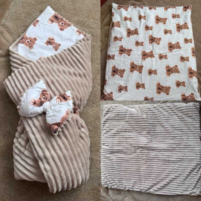 конверт-плед із бантом і знімним синтепоном