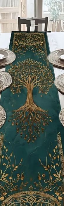 Nowa duza flaga bieżnik drzewo zycia Celtic Wiccan Etno Vibtage 33x122 cm