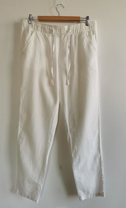 Spodnie lniane, białe, esmara, rozmiar 42, XL