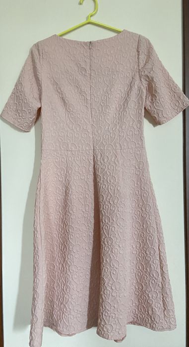 Sukienka pudrowy róż midi L/XL wesele komunia chrzciny elegancka