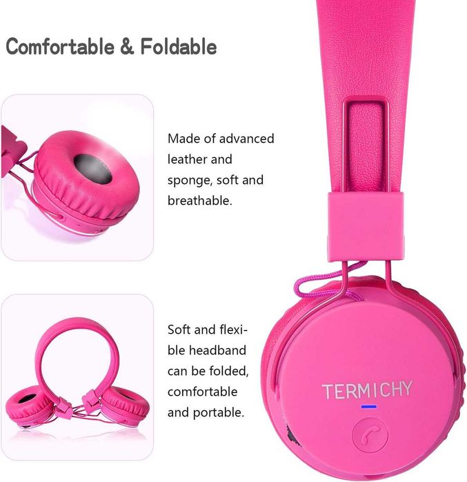 Termichy X2 bezprzewodowe Słuchawki Bluetooth dla dzieci AUX FM różowe
