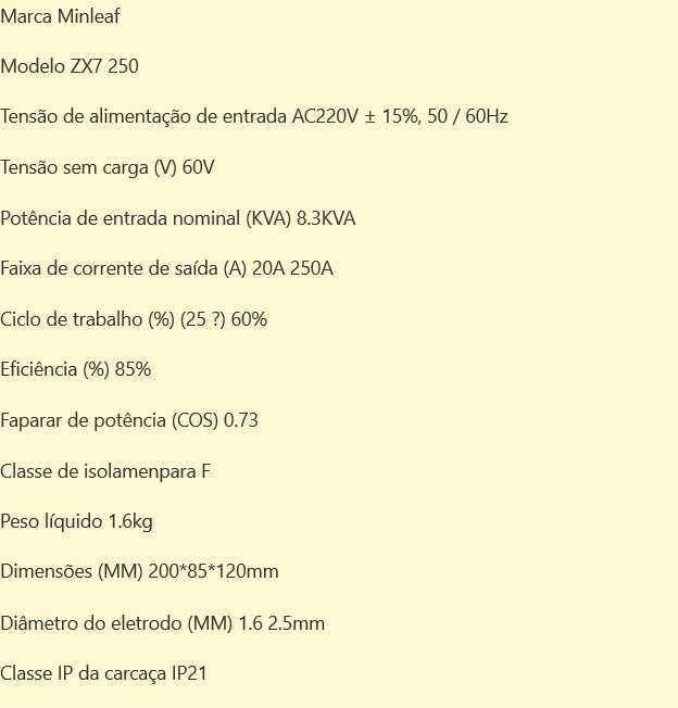 D62-Aparelho soldar INVERTER 250A com LCD Mini