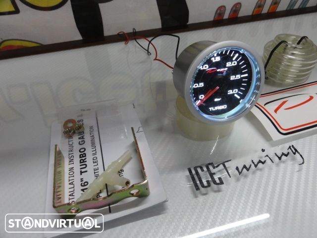 Manômetro da Pressão do Turbo 3 bar Fundo Preto c/iluminaçao led branco Depo Racing Japan 52mm de diametro c/2 anos de garantia