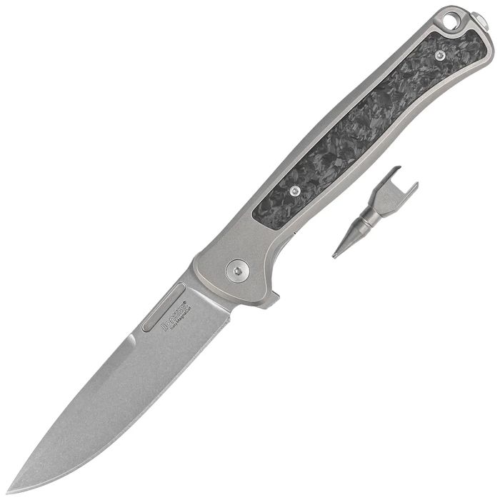 Nóż składany LionSteel Skinny Grey Titanium/Carbon Fiber, Stonewashed