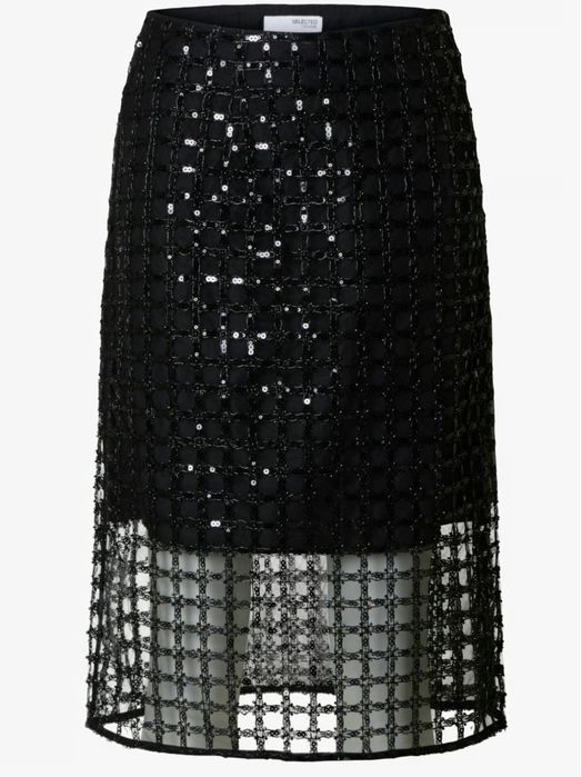Spodnica midi koraliki cekiny Selcted Femme 36 S czarna elegancka