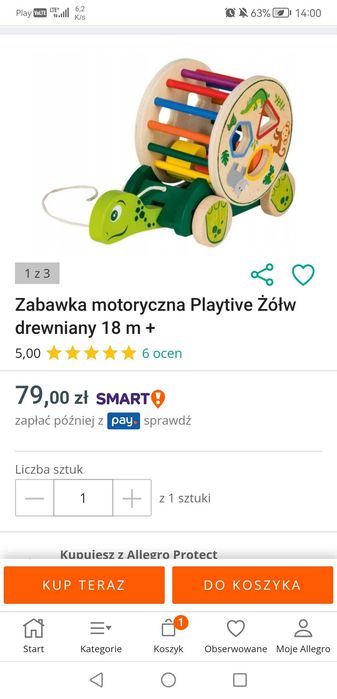 Drewniana zabawka ślimak Playtive
