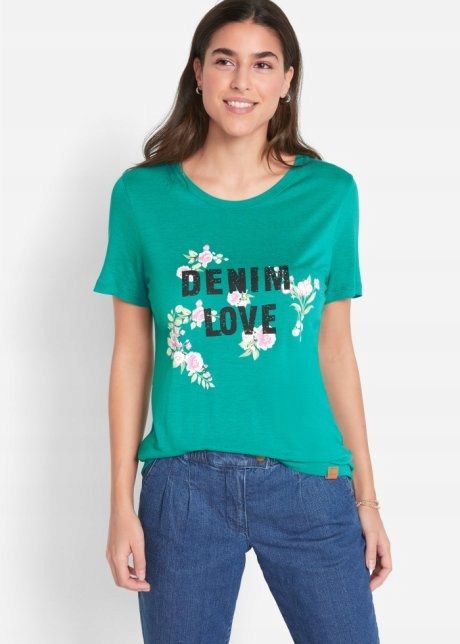 B.P.C t-shirt szmaragdowy nadruk r.40/42