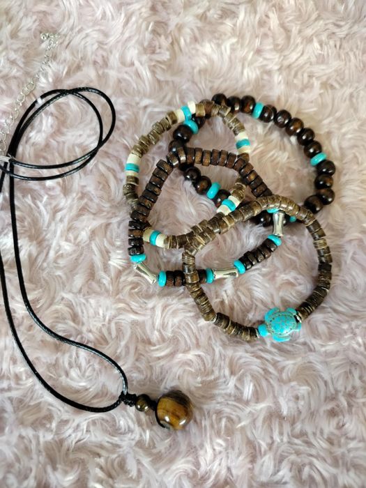 Wakacyjny zestaw biżuterii w stylu Boho z naturalnych materiałów