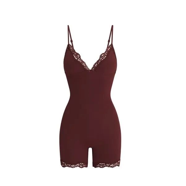 SKIMS fit everybody lace triangle onesie - комбінезон коричневий