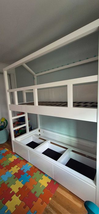 NOVO PREÇO - Beliche da Interdesign branco lacado com arrumação