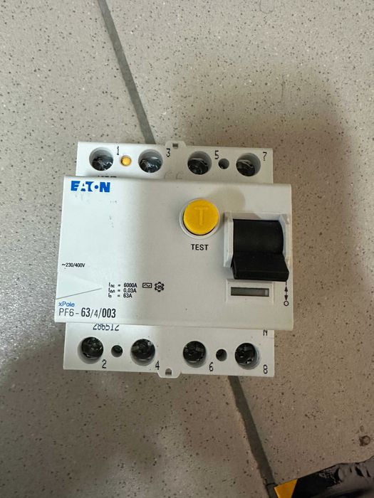 Пристрій захисного відключення (УЗО) Eaton PF6 63/4/003
