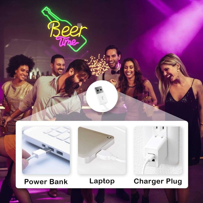 Neon LED Dekoracyjny BEER TIME Wielokolorowy Ściemnialny 32x32 USB