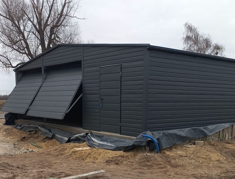 Nowoczesny garaż Magazyn blaszany na wymiar  9 × 6 dach dwuspadowy Ant