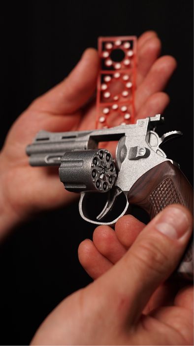 Іграшковий револьвер на пістонах Colt Cobra металевий, сріблястий (пугач)