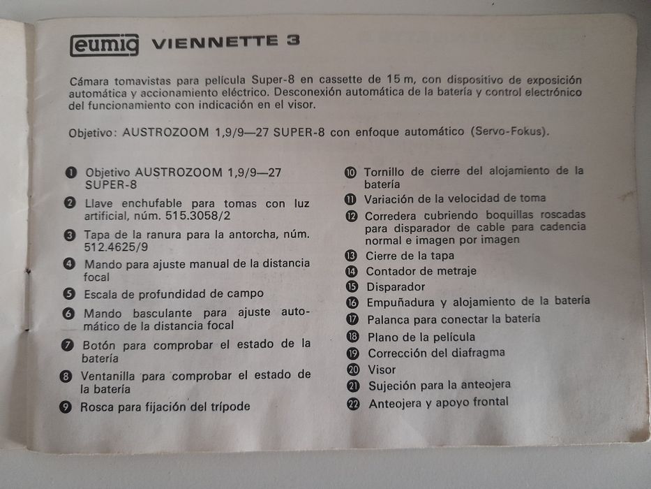 Vintage Máquina de filmar Eumig Viennette 3