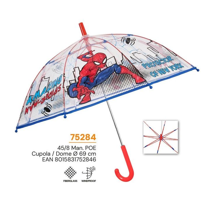 Parasol dziecięcy SPIDERMAN, transparentny 45/8 Perletti
