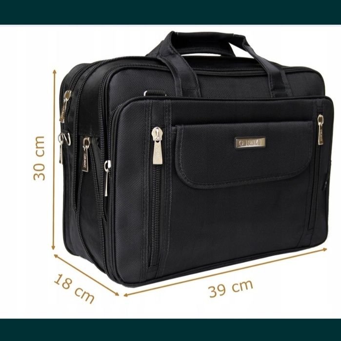 Duża Torba męska na laptop do pracy na ramię listonoszka dwukomorowa