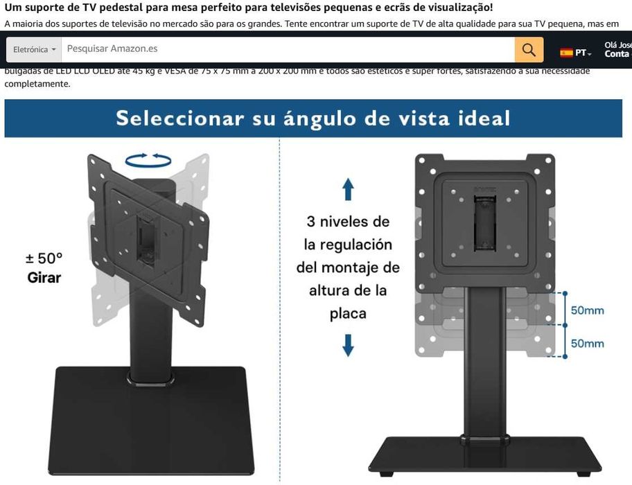 Suporte de mesa para monitor ou TV, de 13 a 32 " - Novo