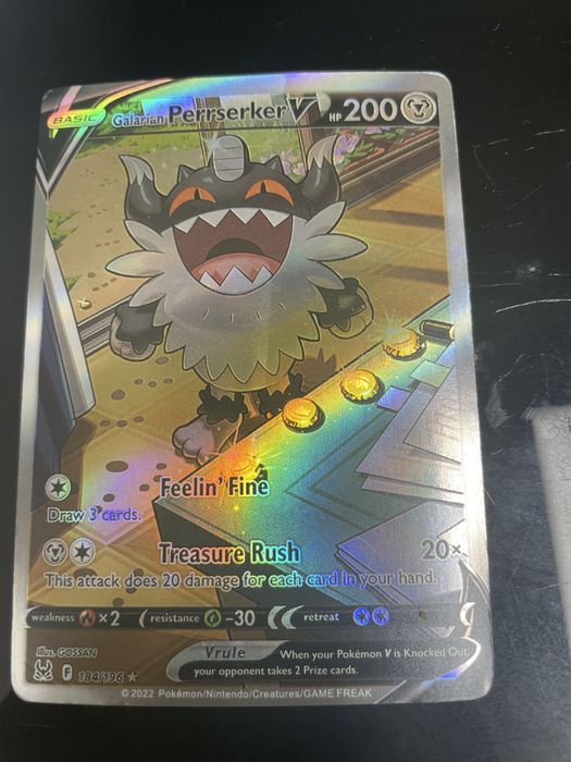 Carta Pokémon Galarian Perrserker V HP200 184/196