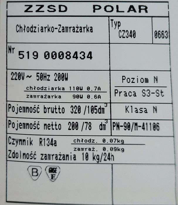 Lodówko-zamrażarka polar