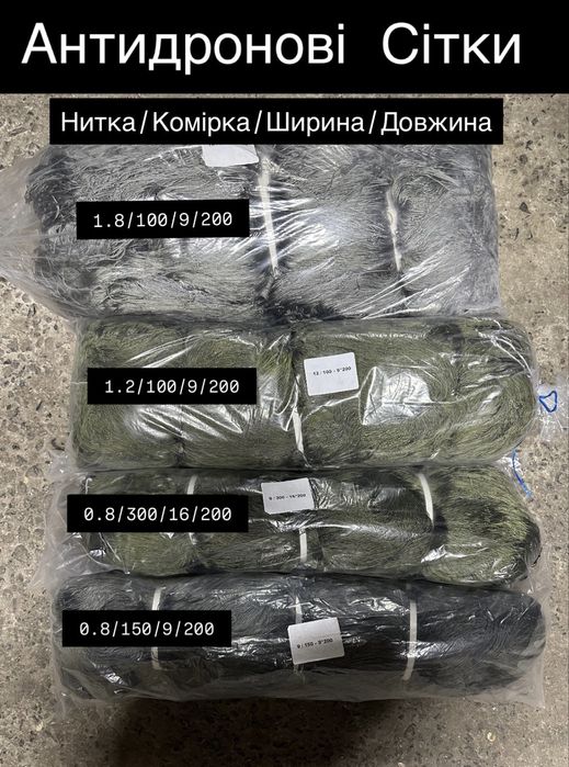 Антидронова сітка капронова, різне вічко - захист від FPV дронів