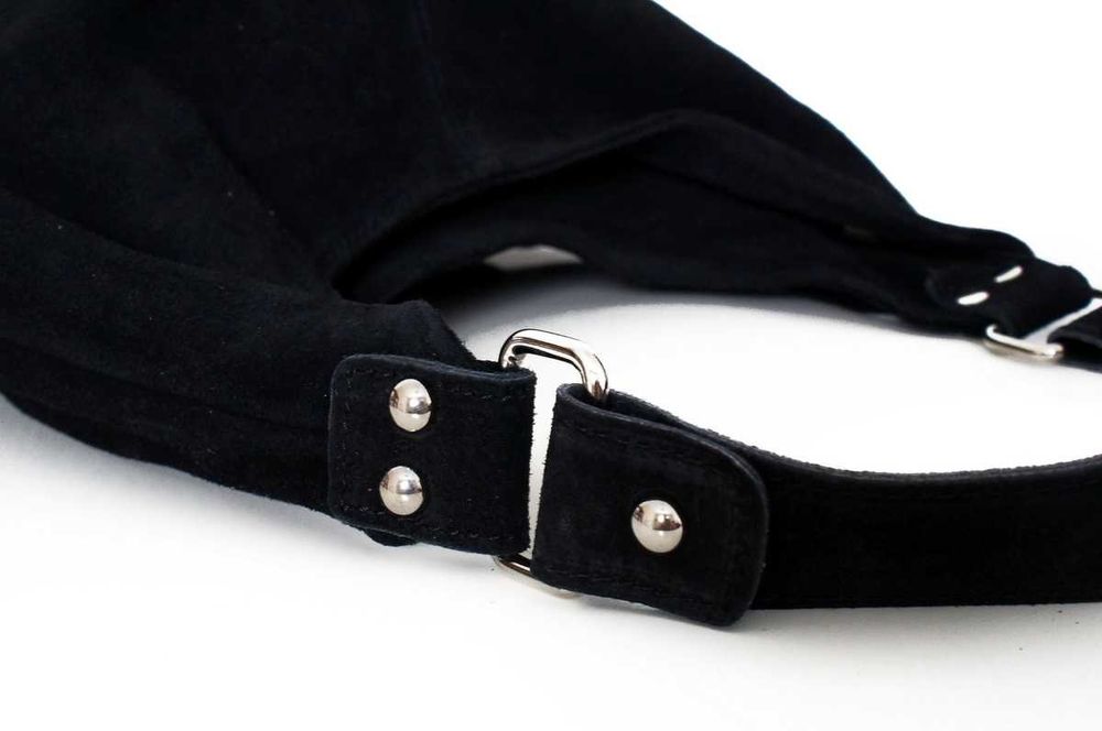 VERA PELLE torebka skórzana zamszowa worek na ramię V058 j.różowa