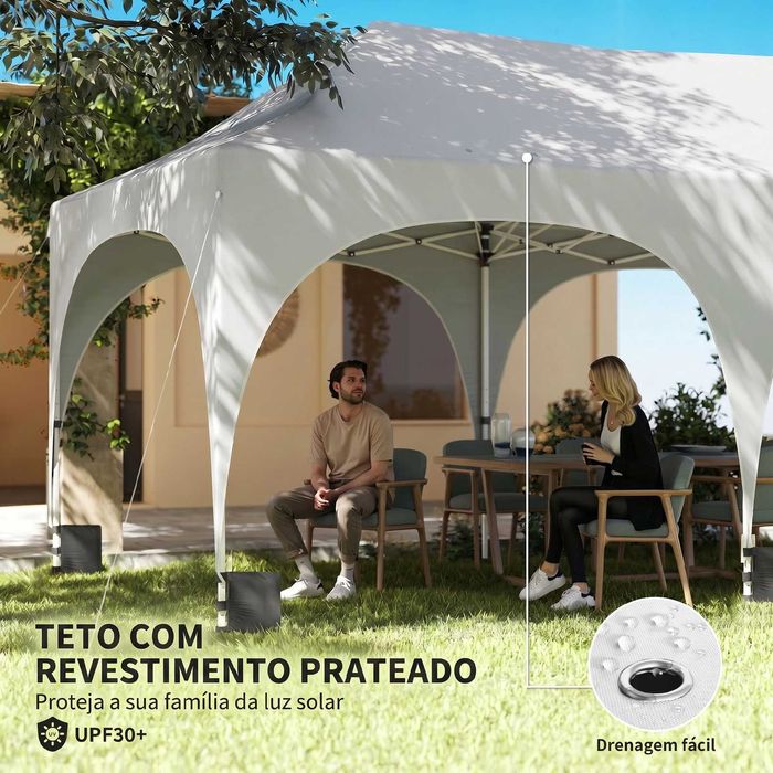 Tenda dobrável 3x6 m com 6 painéis removíveis e bolsa