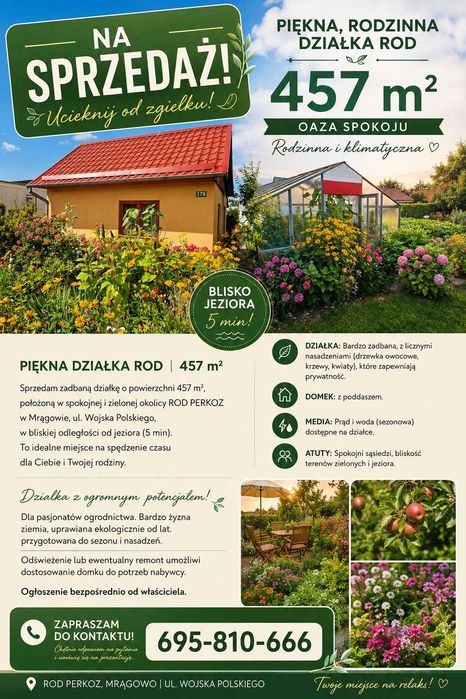 Piękna, rodzinna działka ROD 457m2