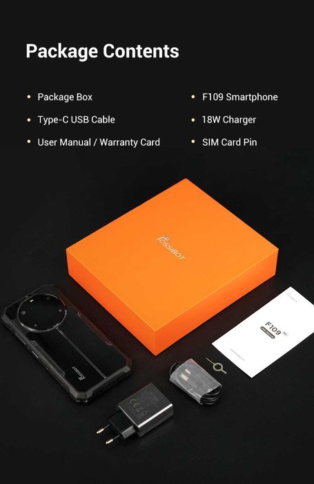 FOSSIBOT F109, 24/256Gb, 50/16Mp, 10600мАч, Dimensity 6300+ 5G, IP69K