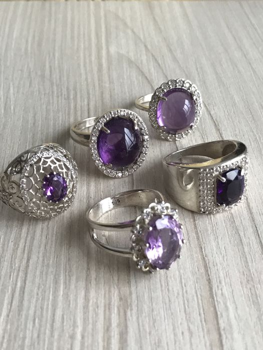 Кольцо аметист серебро