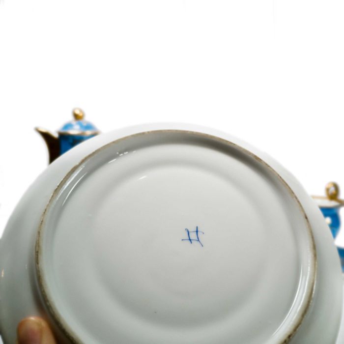 Serviço chá porcelana azul Manufatura Nacional Sevres | século XVIII